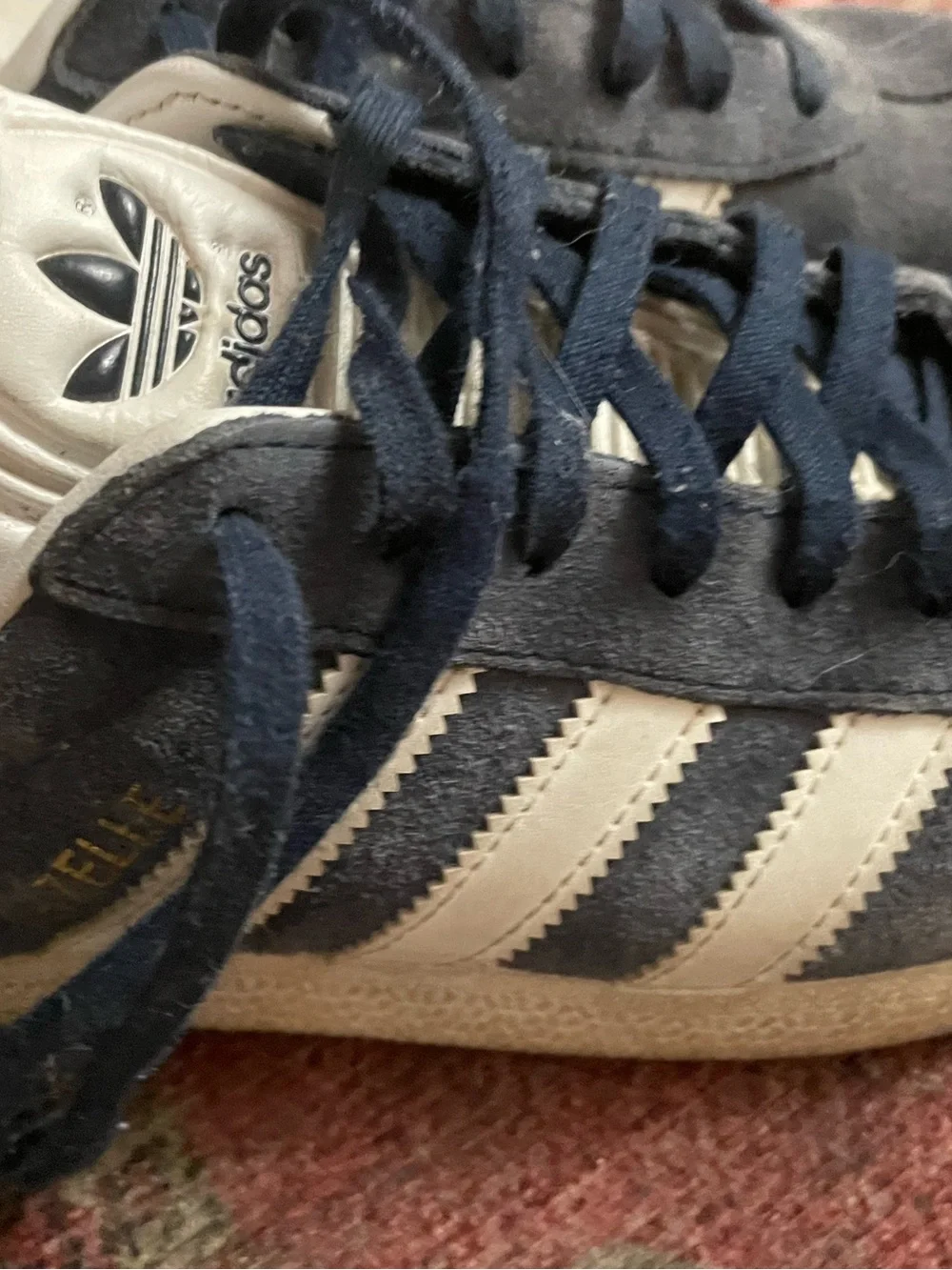 adidas Men’s Navy Suede Sneakers with White Stripes